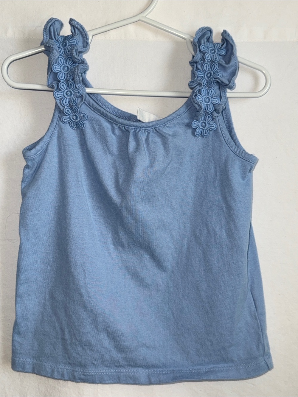 Janie and Jack Light Blue Floral-Trim Tank Top